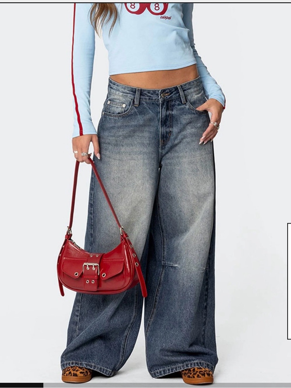 Edikted Skater Girl Washed Low Rise Baggy Jeans Size Small